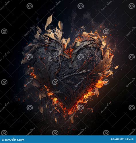 Black Burning Heart Flame Smoke Hot Embers Fire Dark Valentine Love ...