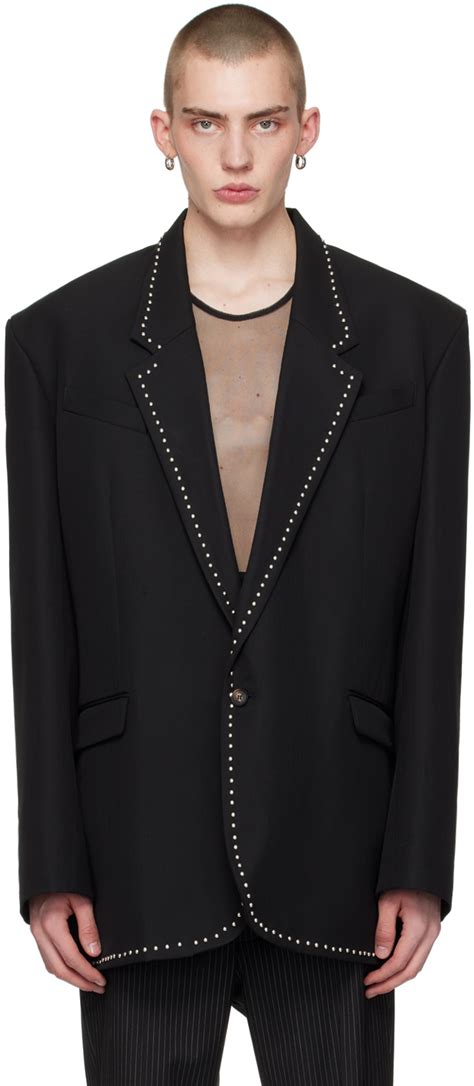 Black Studded Blazer By EGONlab On Sale