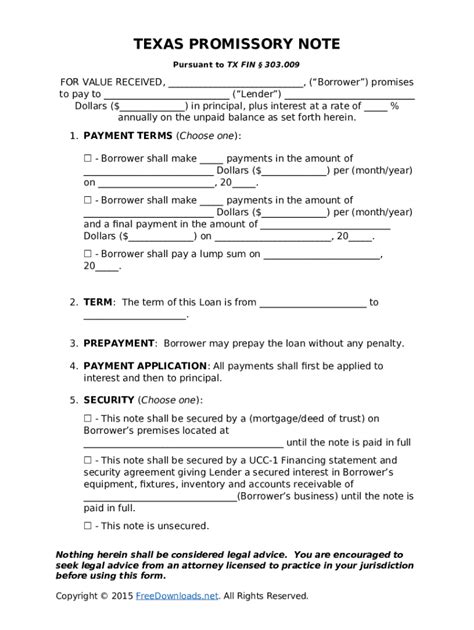 Tx Promissory Note Samplepromissory Noteloans Doc Template Pdffiller