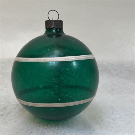 RARE VINTAGE Shiny Brite WW II Unsilvered GREEN CHRISTMAS ORNAMENT W