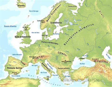 Le Caratteristiche Fisiche Dell Europa E D Mind Map