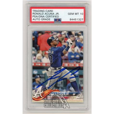 Ronald Acuna Jr 2018 Topps Autograph Rookie Card 698 PSA DNA Gem MT 10