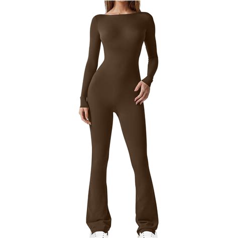 Vsssj Jumpsuits For Women Slim Fit Solid Color Tight Waist Long Sleeve