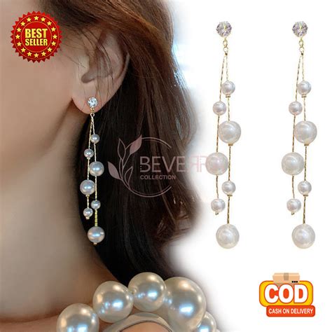 Jual Anting Wanita Korea Rumbai Mutiara Pearl Tusuk Perhiasan Perempuan