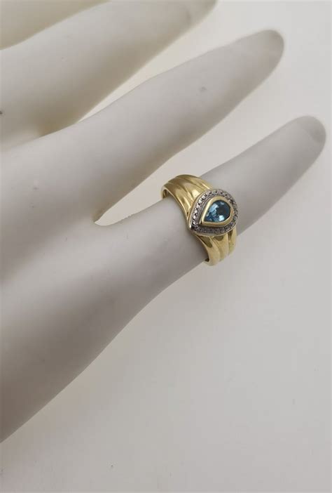 Ring Aquamarin Ring Kt Gelbgold Wei Gold Aquamarin