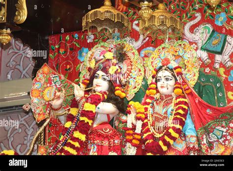 Sculptures Of Radha Govindji In Ahmedabad Iskcon Temple Gujarat Stock