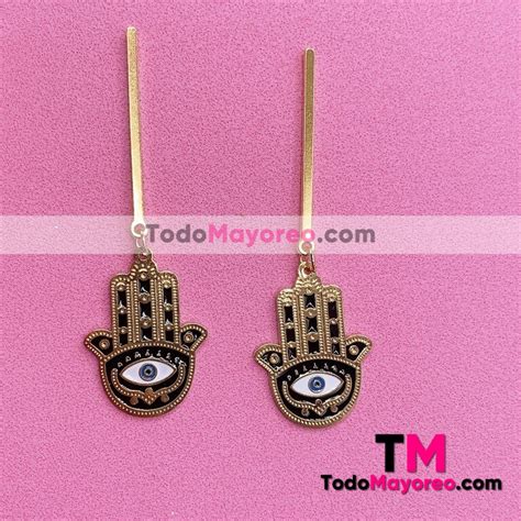 Aretes Mano De Fatima Golden Acero Inoxidable Negro Dorado A La Moda