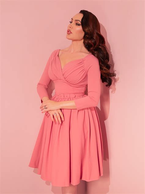 Starlet Swing Dress In Rose Pink Vintage Inspired Clothing Vixen By Micheline Pitt