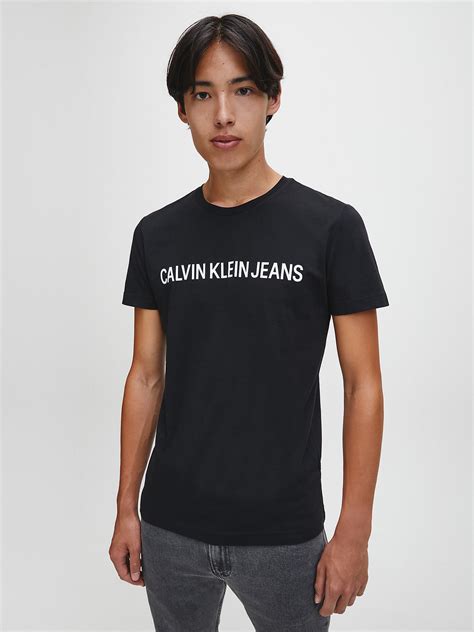 Mens Calvin Klein Institutional Logo T Shirt Black Aukia Menswear