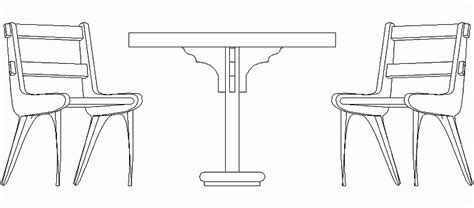 Bloques AutoCAD Gratis De Mesa En Alzado Con 2 Sillas