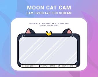 Moon Cat Twitch Pack Version 2 Badges Overlays Panels Etsy