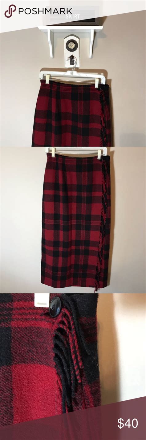 Woolrich Long Buffalo Plaid Skirt Size 10 Plaid Skirts Plaid Wool