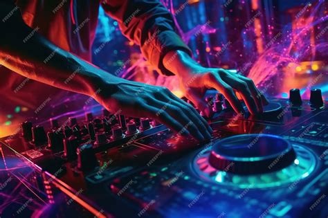 Premium AI Image | Dj Mixes The Track In The Nightclub At Party