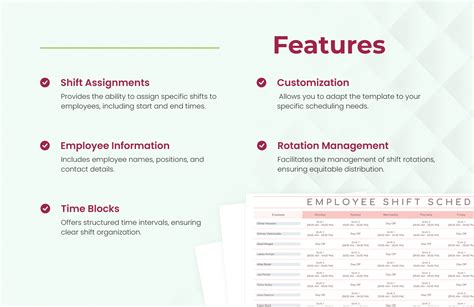 Employee Shift Schedule Template in Excel, Google Sheets - Download ...