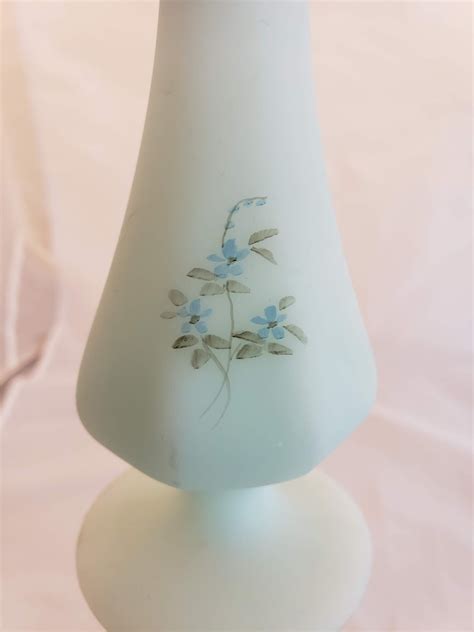 Fenton Light Blue Satin Glass Hand Painted Bud Vase Etsy