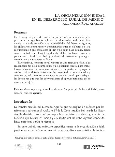 Pdf La Organización Ejidal En El Desarrollo Rural De México