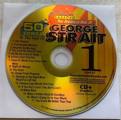 GEORGE STRAIT GREATEST Hits Country Karaoke Cdg Chartbuster 5046 01 Cd