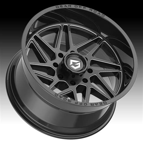 Gear Offroad 761BM Ratio Gloss Black Milled Custom Truck Wheels 761BM