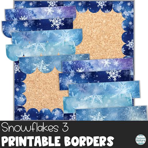 Winter Bulletin Board Borders Printable For January Blue Snowflakes