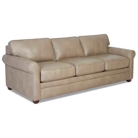 Klaussner Living Your Way Casual Leather Sofa With Rolled Arms Find