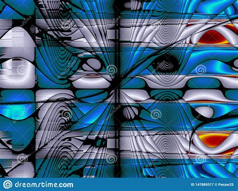 Blue Abstract Fractal Background 3d Rendering Illustration Stock