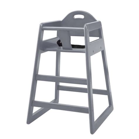 Restaurant Style Solid Wood High Chair Gray