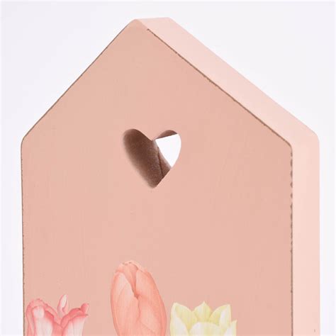 Deko Figur Haus Mit Tulpenmotiv Aus Holz In Gruen Oder Rosa In