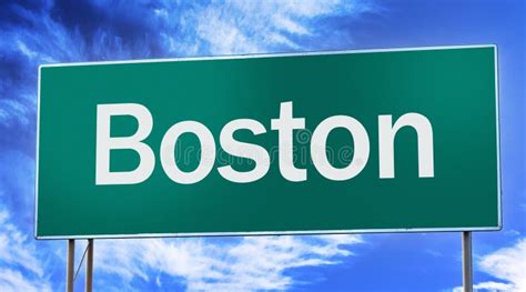 Road Sign Informing Of The Entrance To The City Of Boston Stock Image Image Of Travel