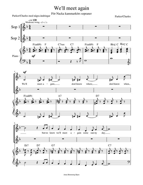 Well Meet Again Sheet Music For Piano Vocals Womens Choir