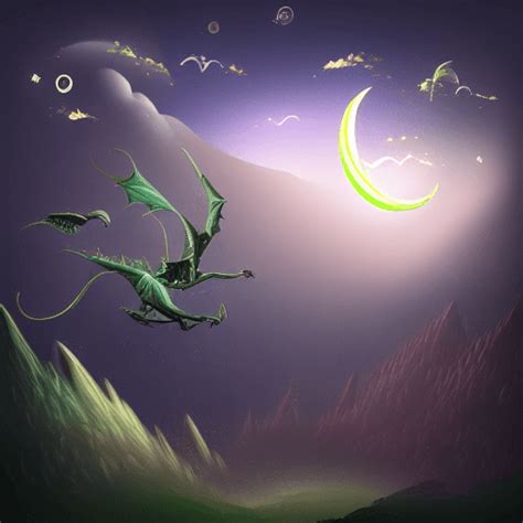 Paysage Extraterrestre Fantastique Avec Dragons Volants Lunes Et Nuages · Creative Fabrica