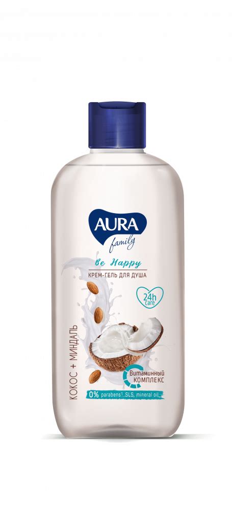 Крем-гель для душа Aura Family Кокос и миндаль - «Кокосовое ...