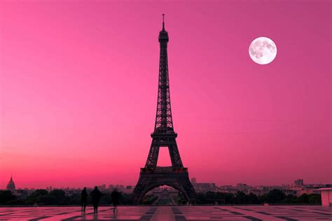 Download Eiffel Tower Pink Sunset Wallpaper | Wallpapers.com