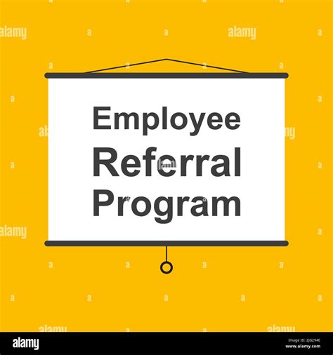 Employee Referral Program Hanging Presentation Screen Sign On Yellow