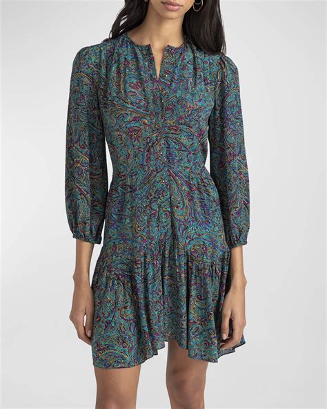 Shoshanna Jordana Paisley Print 34 Sleeve Mini Dress Neiman Marcus