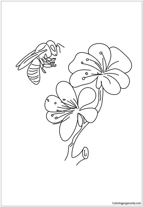 Bee Flower Coloring Page