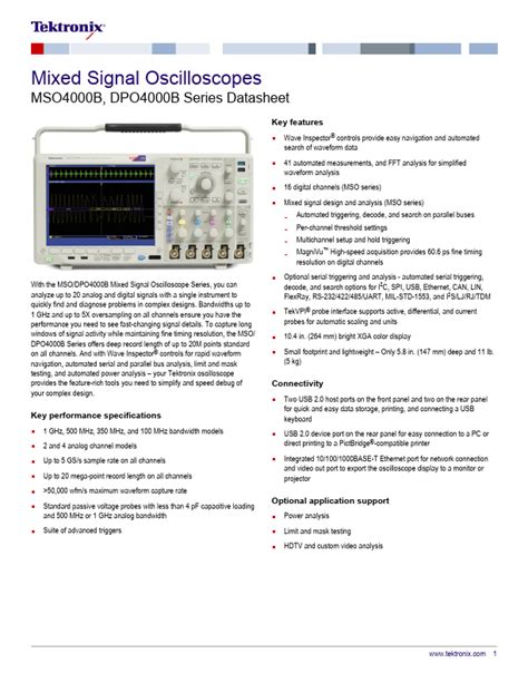 DPO4102B L Datasheet PDF Tektronix