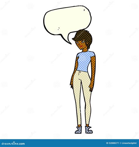 Cartoon Modern Attractive Woman With Speech Bubble Stock Illustration