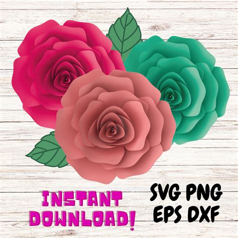 Paper Flower Rose SVG Template Paper Rose Template Diy Paper Flowers ...