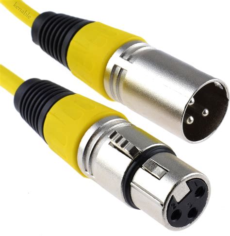 XLR 3 Broches Microphone Cordon Mâle vers Femelle l audio câble Jaune 0