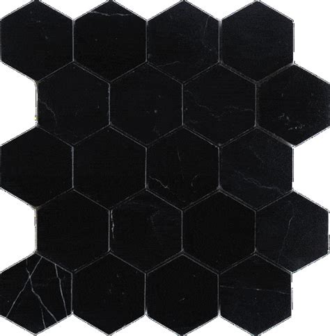 Nero Marquina Hexagon 3 Polishedhoned Marble Mosaic Tilezz