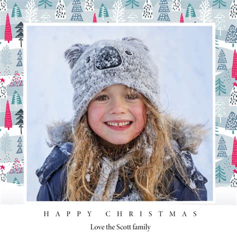 Festive Trees Personalised Christmas Card Photo Christmas