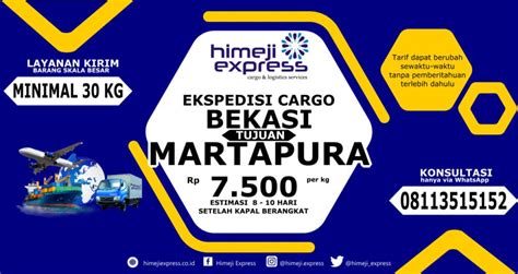 Ekspedisi Bekasi Ke Martapura Per Kg Min Kg