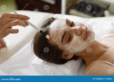 Facial Beauty Treatment Beautiful Woman Getting Cosmetic Mask Stock