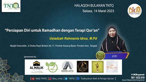 Persiapan Diri Untuk Ramadhan Dengan Terapi Qur An Ustdzh Rahmania