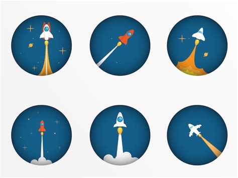 Premium Vector Set Of Rocket Launch