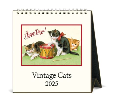 Cavallini 2025 Desk Calendar Vintage Cats Bobangles