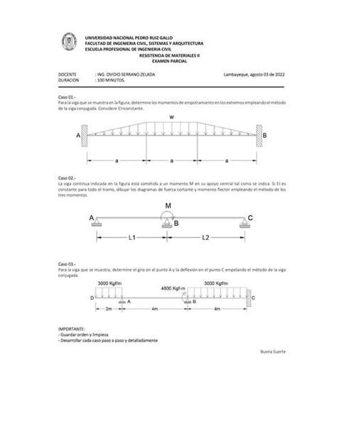 Examen Parcial Resistencia De Materiales II JULIO ELMER TANTALEAN