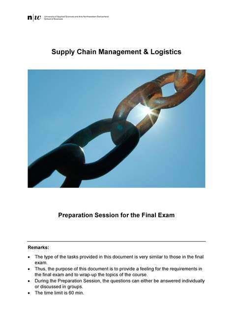 Probeklausur 1 März 2015 Fragen und Antworten Supply Chain