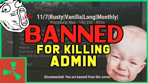 Rust Banned For Killing Admin Youtube