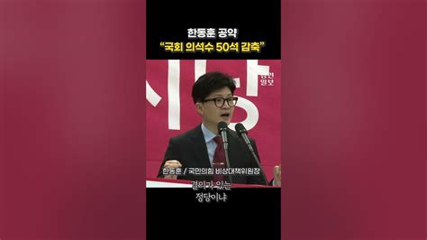 한동훈 총선 승리하면 국회의원 250명으로 줄이겠다 Youtube